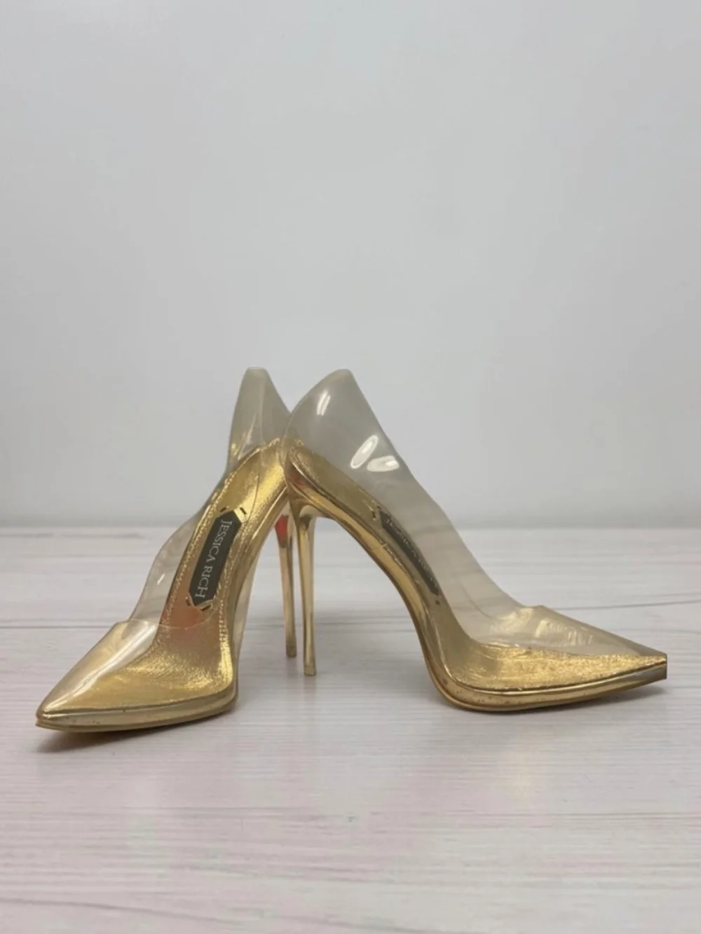 Jessica Rich Fancy Clear Pump Gold Stiletto